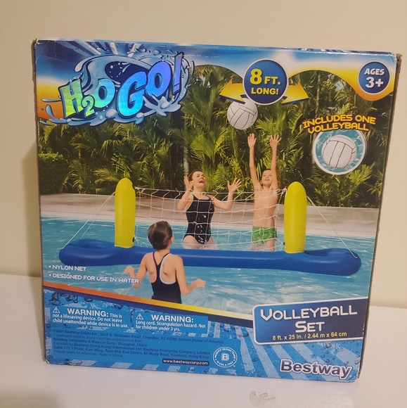 Brand NEW H2O Go! Volleyball Set pool 8 foot x 25 inches Bestway inflatable toy - Picture 2 of 3